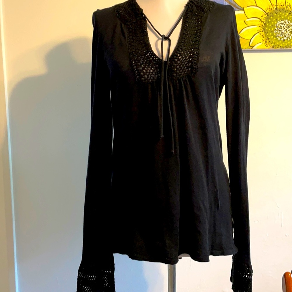 Banana Republic-Boho-tie knit collar/cuffs top